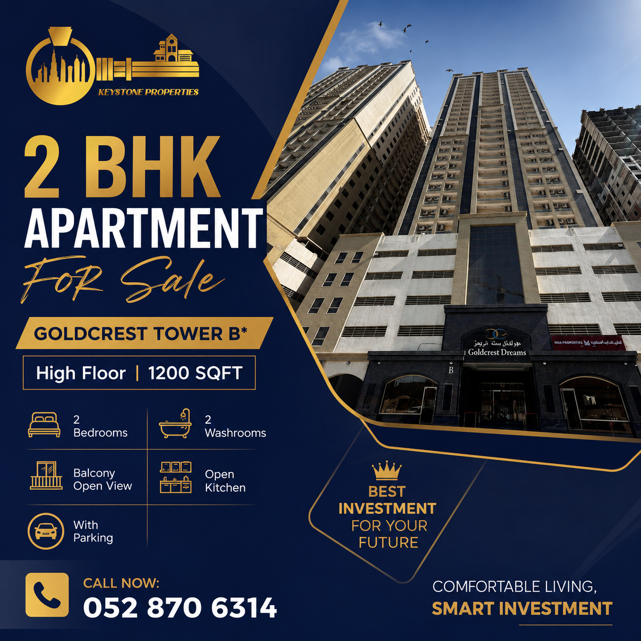 2 BHK Apartment for Sale in Goldcrest Tower B, Ajman A238